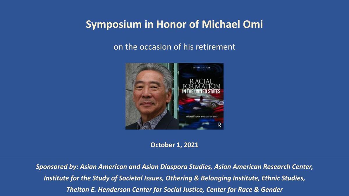 Slide with text and photo of Michael Omi and image of Racial Formations Book Cover