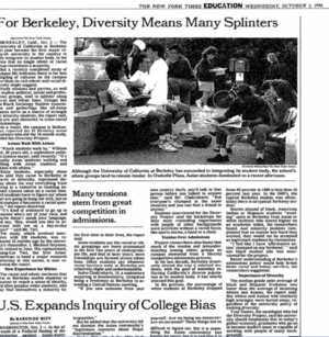 Photo of New York Times article about the Diversity Project