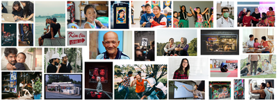 A composite image consisting of photos depicting multiple facets of Asian American lives.