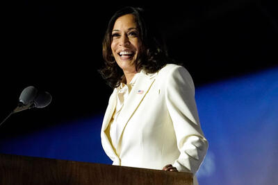 Kamala Harris, Vice President-elect, speaks in Wilmington, Delaware on Nov 7. (AP Photo by Andrew Harnik)